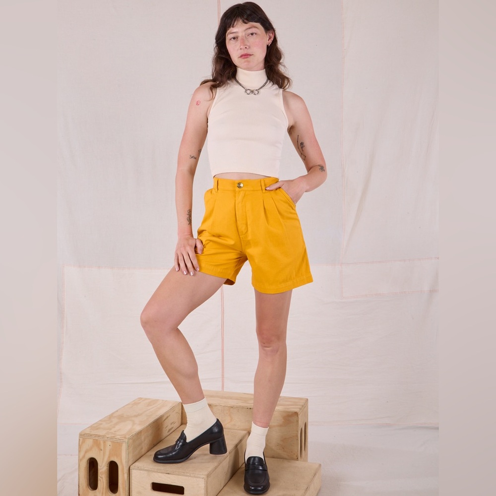Big Bud Press Mustard Yellow High Waist Shorts